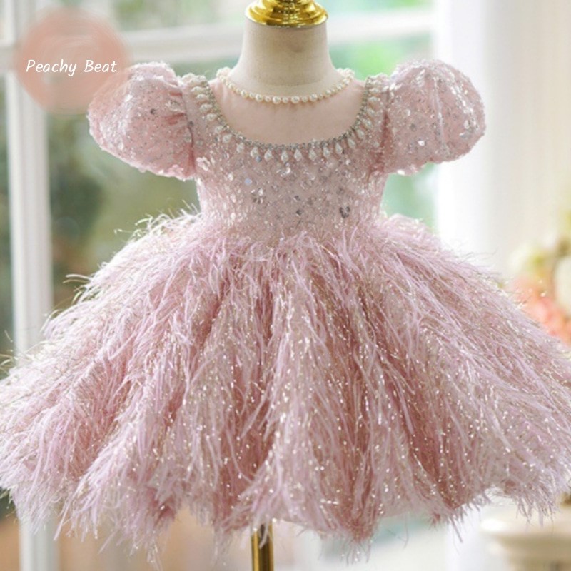 Baby Clothing Dresser - Fashion Baby Girl Princess Sequins Feather