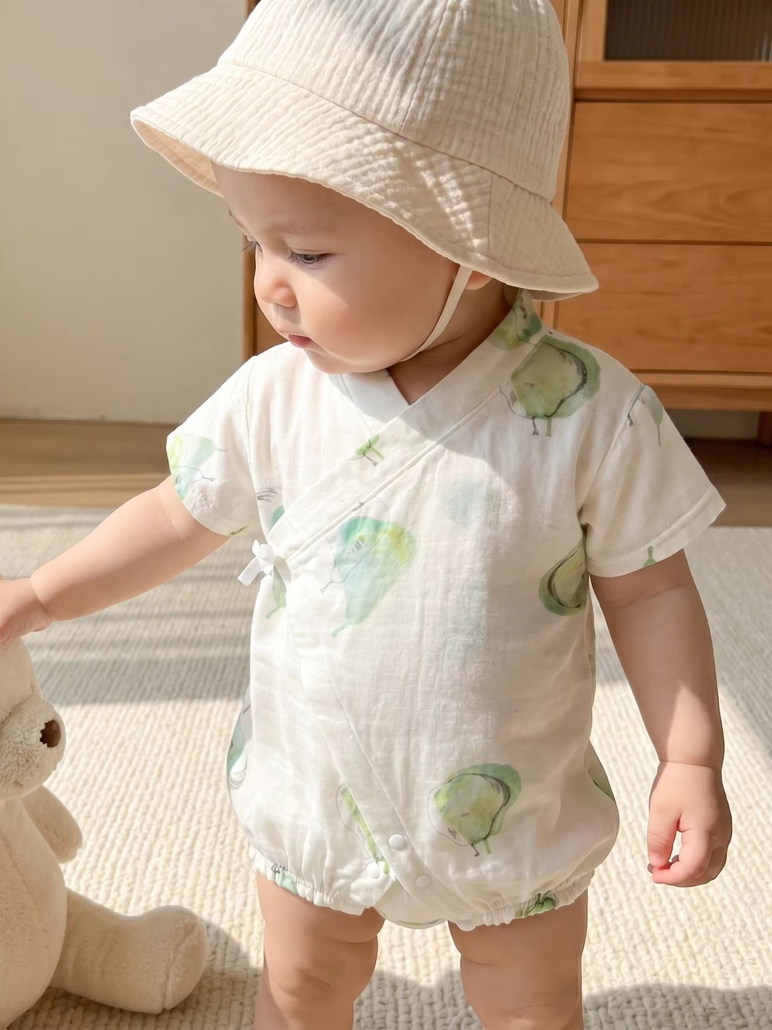Bamboo Bodysuit Baby - Summer Baby Newborn Bodysuit Pear Print