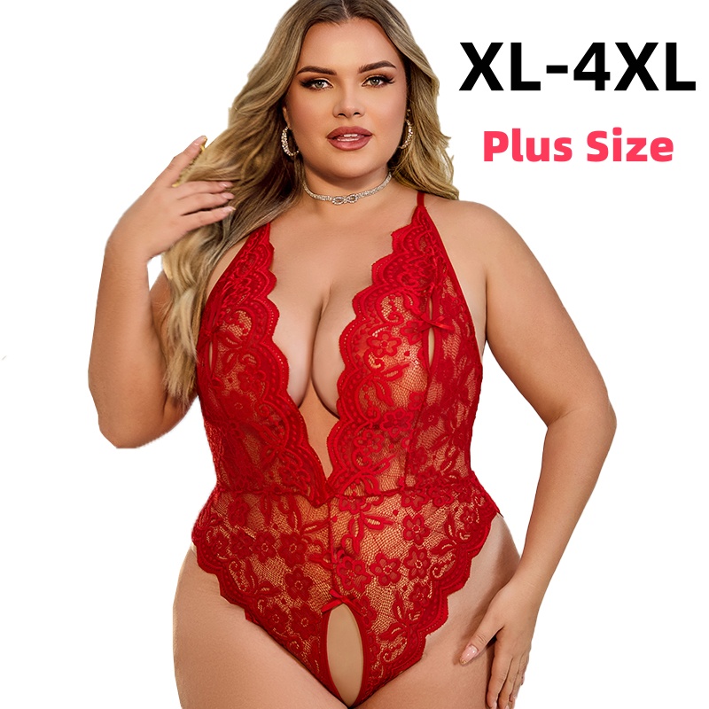 Baby Clothing For Summer - XL-4XL Crotchless Lace Bodysuit Sexy Summer