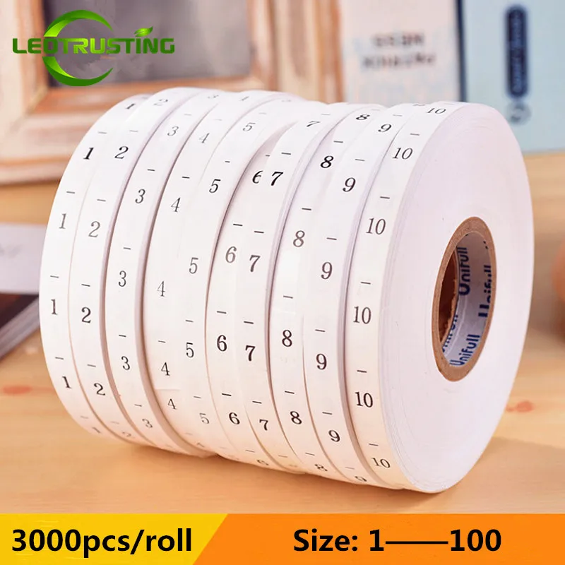 3000PCS/Roll 1-100 Number Size - Baby Clothing Labels recension och pris