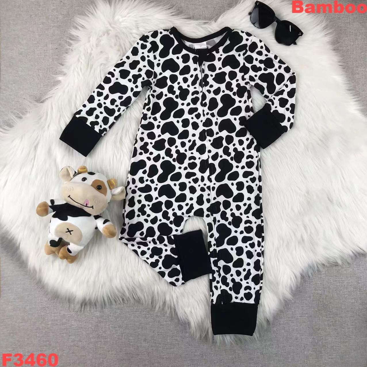 Bamboo Fiber Black & White Cow - Bamboo Bodysuit Baby recension och pris